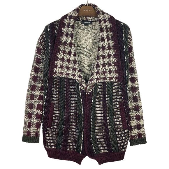 NWOT YIGAL AZROUEL Cardigan S Mohair Merino-Wool Colorblock Patchwork Open Thick - Picture 1 of 13